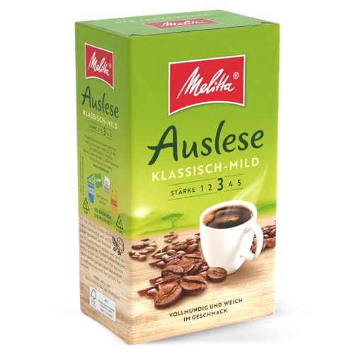 Melitta Auslese Klassisch-Mild Filter-Kaffee 500g, gemahlen, Pulver für Filterkaffeemaschinen, mittlere Röstung, geröstet in Deutschland von Melitta