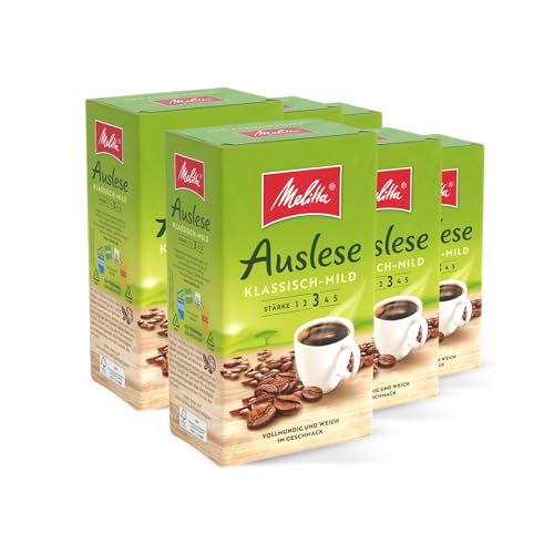 Melitta Auslese Klassisch-Mild Filter-Kaffee 6 x 500g, gemahlen, Pulver für Filterkaffeemaschinen, mittlere Röstung, geröstet in Deutschland, im Tray von Melitta