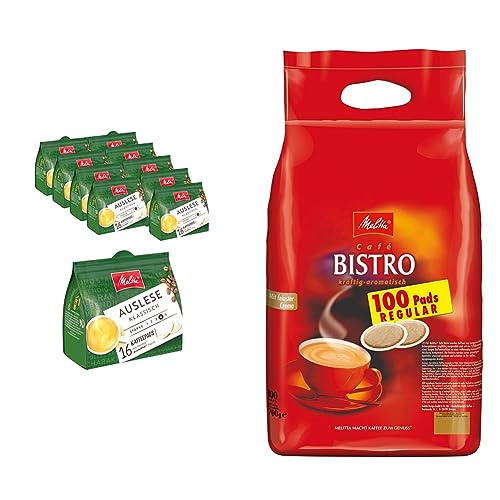 Melitta Auslese klassisch gemahlener Röstkaffee in Kaffee-Pads 10 x 16 Pads & Café Bistro Röstkaffee in Kaffee-Pads, 100 Pads, Kaffeepads für Pad-Maschine von Melitta