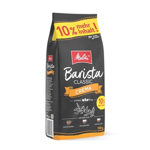 Melitta Barista Classic Crema, Ganze Kaffee-Bohnen 1,1kg, ungemahlen, Kaffeebohnen für Kaffee-Vollautomat, mittlere Röstung, Stärke 3 von Melitta