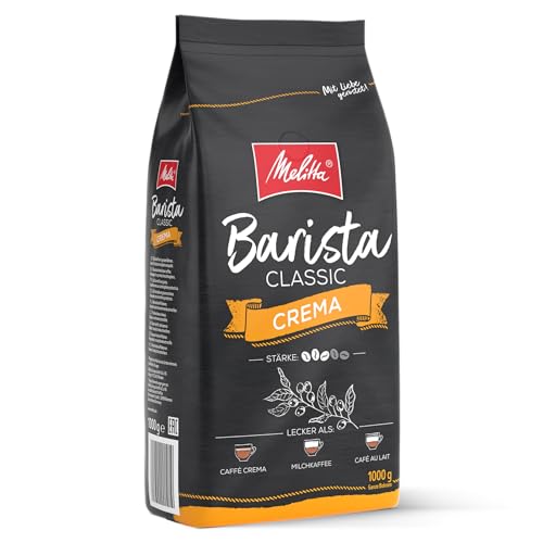 Melitta Barista Classic Crema, Ganze Kaffee-Bohnen 1kg, ungemahlen, Kaffeebohnen für Kaffee-Vollautomat, mittlere Röstung, Stärke 3 von Melitta