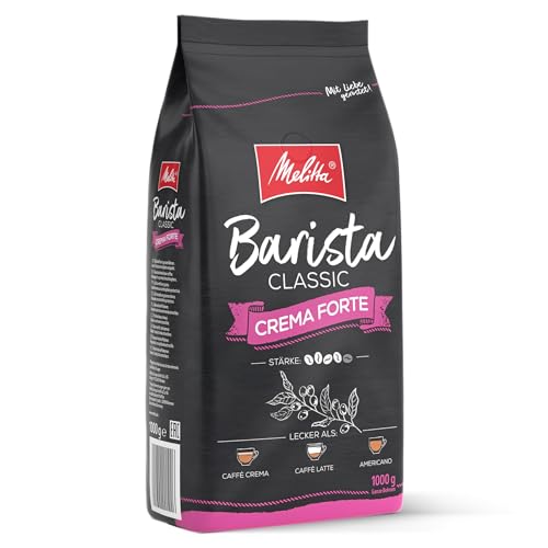 Melitta Barista Classic Crema Forte, Ganze Kaffee-Bohnen 1kg, ungemahlen, Kaffeebohnen für Kaffee-Vollautomat, kräftige Röstung, Stärke 4 von Melitta