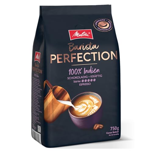 Melitta Barista Perfection 100% Indien, Ganze Kaffee-Bohnen 750g, ungemahlen, Single-Origin-Kaffee, Arabica-Robusta-Blend, langsame Trommelröstung, Espresso, Stärke 5 von Melitta