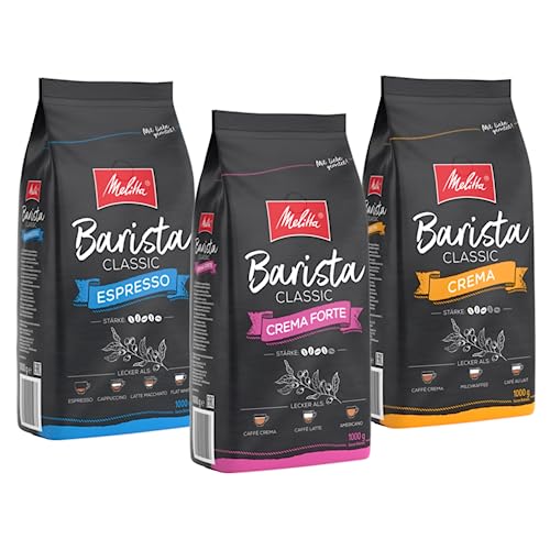 Melitta Barista Classic Probierpaket Crema Crema Forte Espresso Ganze Kaffee-Bohnen 3 x 1kg, ungemahlen, Kaffeebohnen für Kaffee-Vollautomat, geröstet in Deutschland von Melitta