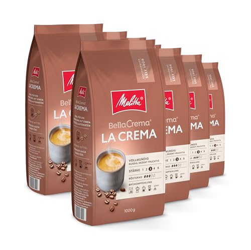 Melitta BellaCrema La Crema Ganze Kaffee-Bohnen 8 x 1kg, ungemahlen, Kaffeebohnen für Kaffee-Vollautomat, mittlere Röstung, geröstet in Deutschland, Stärke 3, im Tray von Melitta