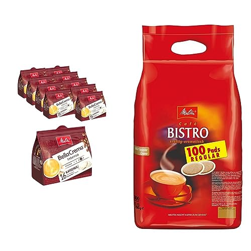 Melitta BellaCrema Intenso gemahlener Röstkaffee in Kaffee-Pads 10 x 16 Pads & Café Bistro Röstkaffee in Kaffee-Pads, 100 Pads von Melitta
