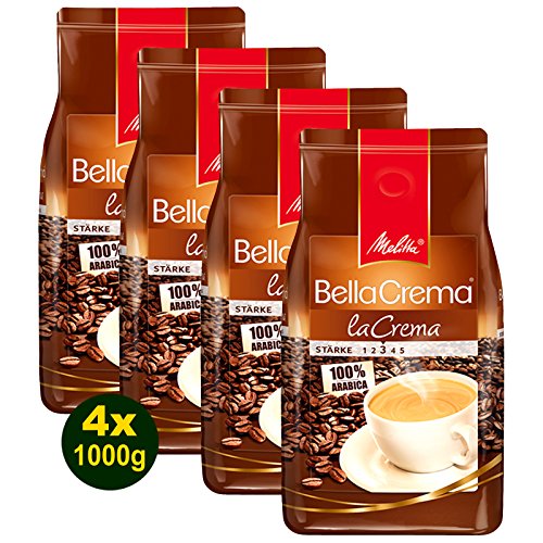 Melitta BellaCrema LaCrema, Kaffeebohnen 4x 1000g (4000g) - 100% Arabica von Melitta