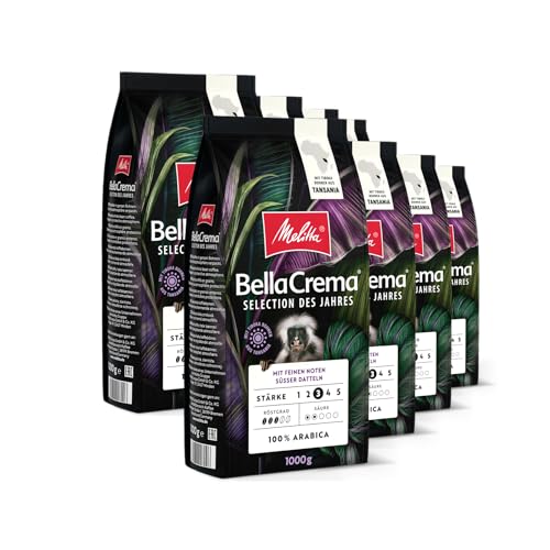 Melitta BellaCrema Selection des Jahres Ganze Kaffee-Bohnen 8 x 1kg, ungemahlen, Kaffeebohnen für Kaffee-Vollautomat, mittlere Röstung, geröstet in Deutschland, Stärke 3, im Tray von Melitta