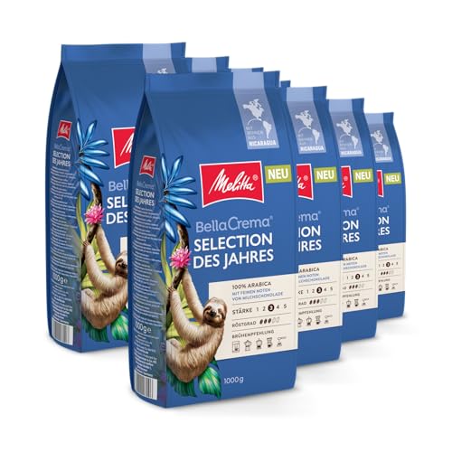 Melitta BellaCrema Selection des Jahres Ganze Kaffee-Bohnen 8 x 1kg, ungemahlen, Kaffeebohnen für Kaffee-Vollautomat, mittlere Röstung, geröstet in Deutschland, Stärke 3, im Tray von Melitta