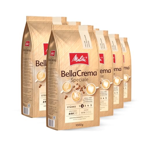 Melitta BellaCrema Speciale Ganze Kaffee-Bohnen 8 x 1kg, ungemahlen, Kaffeebohnen für Kaffee-Vollautomat, mittlere Röstung, geröstet in Deutschland, Stärke 2, im Tray von Melitta