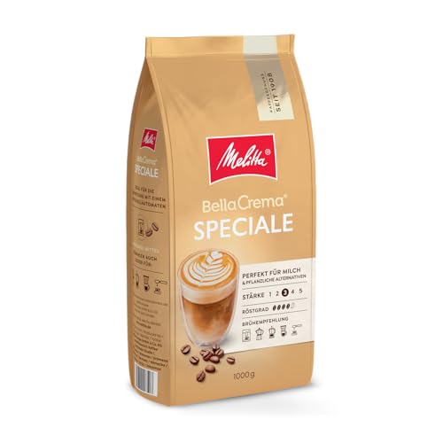 Melitta BellaCrema Speciale Ganze Kaffee-Bohnen 1kg, ungemahlen, Kaffeebohnen für Kaffee-Vollautomat, mittlere Röstung, geröstet in Deutschland, Stärke 2 von Melitta