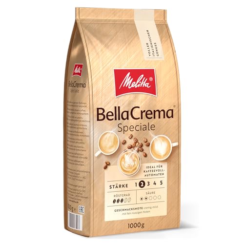 Melitta Ganze Kaffeebohnen, 100 % Arabica, mildes Aroma, leichter Charakter, milder Röstgrad, Stärke 2, BellaCrema Speciale, 1000g von Melitta