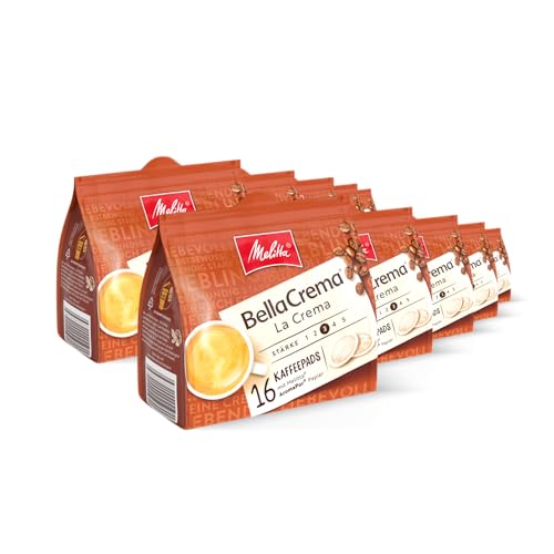 Melitta BellaCrema La Crema gemahlener Röstkaffee in Kaffee-Pads 10 x 16 Pads, Kaffeepads für Pad-Maschine, mittlere Röstung, geröstet in Deutschland, Stärke 3, im Tray von Melitta