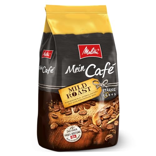 Melitta Mein Café Mild Roast, Ganze Kaffee-Bohnen 1kg, ungemahlen, Kaffeebohnen für Kaffee-Vollautomat, milde Röstung, Stärke 2 von Melitta