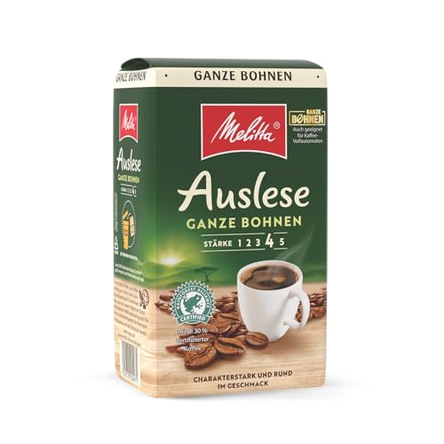 Melitta Auslese Filter-Kaffee 500g, Ganze Kaffee-Bohnen, Bohnen für Filterkaffeemaschinen, starke Röstung, geröstet in Deutschland von Melitta