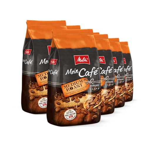 Melitta Mein Café Medium Roast, Ganze Kaffee-Bohnen 8 x 1kg, ungemahlen, Kaffeebohnen für Kaffee-Vollautomat, mittlere Röstung, Stärke 3, im Tray von Melitta
