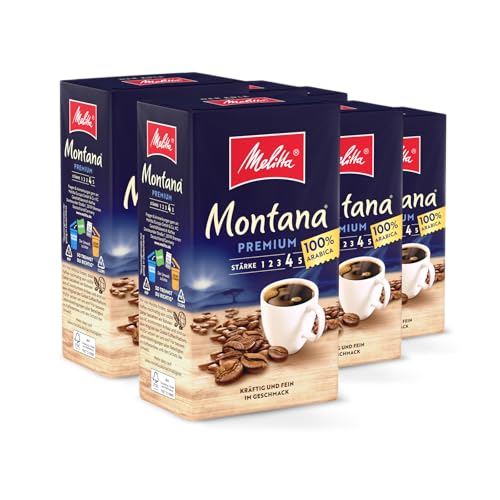 Melitta Montana Premium Filter-Kaffee 6 x 500g, gemahlen, Pulver für Filterkaffeemaschinen, 100% Arabica, starke Röstung, geröstet in Deutschland, im Tray von Melitta