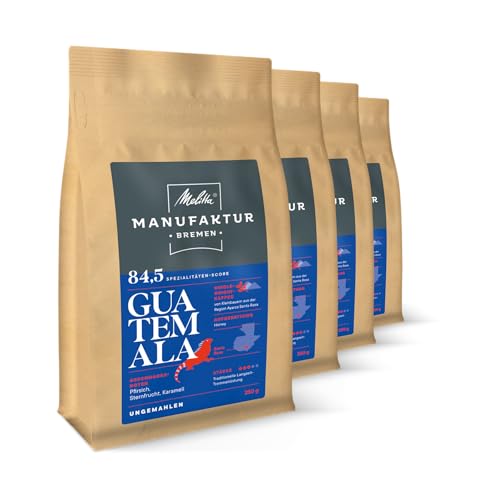 Melitta Manufaktur-Kaffee Guatemala Honey, Spezialitäten-Kaffee, 4 x 250g, ganze Kaffee-Bohnen, ungemahlen, Single-Origin-Kaffee, sanfte Trommelröstung, geröstet in Deutschland, Stärke 3, im Tray Melitta Manufaktur-Kaffee Guatemala Honey, Spezialitäten-Kaffee, 4 x 250g, ganze Kaffee-Bohnen, ungemahlen, Single-Origin-Kaffee, sanfte Trommelröstung, geröstet in Deutschland, Stärke 3, im Tray von Melitta