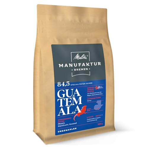 Melitta Manufaktur-Kaffee Guatemala Honey, Spezialitäten-Kaffee, 250g, ganze Kaffee-Bohnen, ungemahlen, Single-Origin-Kaffee, sanfte Trommelröstung, geröstet in Deutschland, Stärke 3 von Melitta