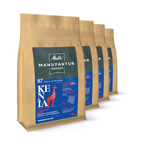 Melitta Manufaktur-Kaffee Kenia, Spezialitäten-Kaffee, 4 x 250g, ganze Kaffee-Bohnen, ungemahlen, Single-Origin-Kaffee, sanfte Trommelröstung, geröstet in Deutschland, Stärke 2, im Tray Melitta Manufaktur-Kaffee Kenia, Spezialitäten-Kaffee, 4 x 250g, ganze Kaffee-Bohnen, ungemahlen, Single-Origin-Kaffee, sanfte Trommelröstung, geröstet in Deutschland, Stärke 2, im Tray von Melitta