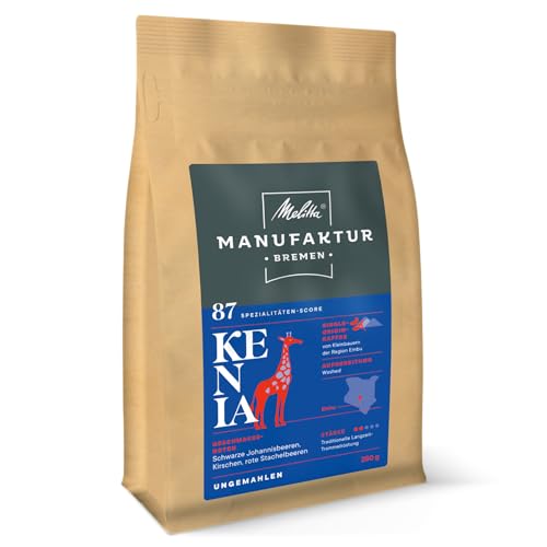 Melitta Manufaktur-Kaffee Kenia, Spezialitäten-Kaffee, 250g, ganze Kaffee-Bohnen, ungemahlen, Single-Origin-Kaffee, sanfte Trommelröstung, geröstet in Deutschland, Stärke 2 von Melitta