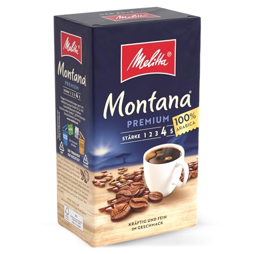 Melitta Montana Premium Filter-Kaffee 500g, gemahlen, Pulver für Filterkaffeemaschinen, 100% Arabica, starke Röstung, geröstet in Deutschland von Melitta
