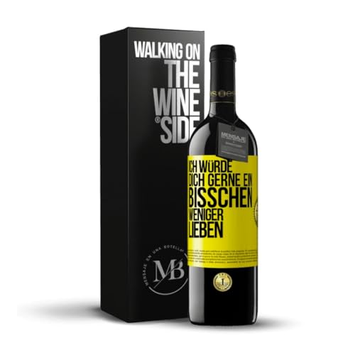 «Ich würde dich gerne ein bisschen weniger lieben» Flaschenpost. Premium Rotwein Reserve 12 Monate + Gift Box. Etikett Gelb ANPASSBAR «Ich würde dich gerne ein bisschen weniger lieben» Flaschenpost. Premium Rotwein Reserve 12 Monate + Gift Box. Etikett Gelb ANPASSBAR von Mensaje en una Botella