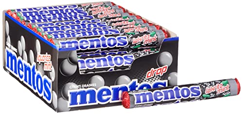 Mentos Kaubonbons Lakritz-Mint, Dragees mit Lakritz- & Minz-Geschmack für frischen Atem, Bonbon Vorrats-Packung, Verkaufsdisplay (40 Rollen à 38g) von MENTOS