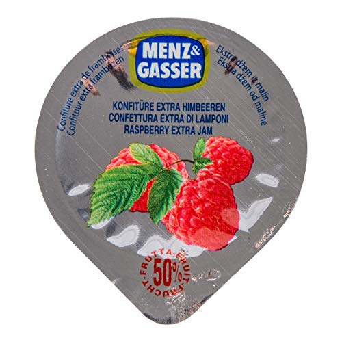 Menz & Gasser Extra Marmelade Himbeere - 100 Tassen x 25 Gramm von Menz & Gasser