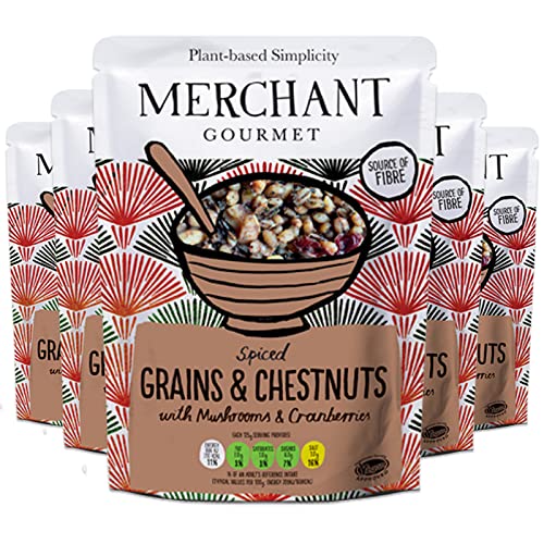 Merchant Gourmet Gewürzkörner & Kastanien mit Wildreis & Cranberries, verzehrfertig & vegan, (6 x 250g) von Merchant Gourmet