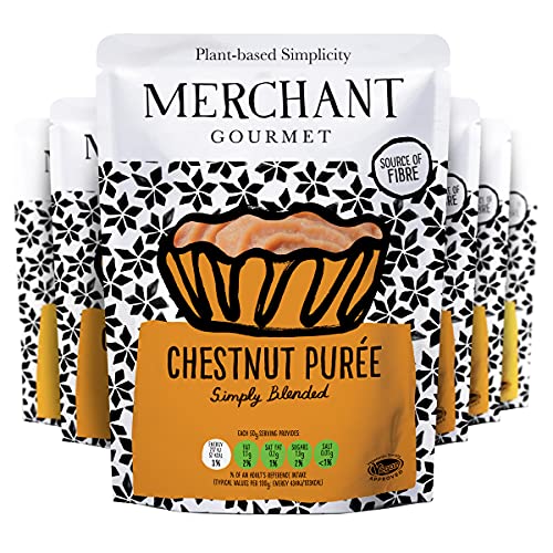 Merchant Gourmet Kastanienpüree – langsam geröstetes reichhaltiges Püree – Ballaststoffquelle, wenig gesättigtes Fett und vegan – ideal zum Backen und Desserts – Packung mit 6 x 200 g verzehrfertigen von Merchant Gourmet