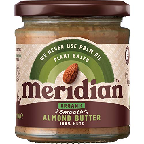 Meridian Foods Bio Mandelbutter glatt 100% Nüsse 170g (6 Stück) von Meridian