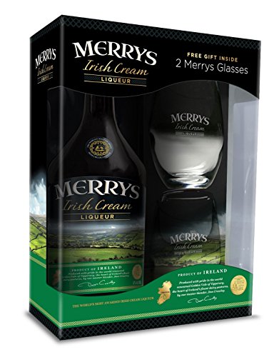 Merrys Irish Cream Liqueur mit 2 Gläser Geschenkverpackung (1 x 0.7 l) von Merrys