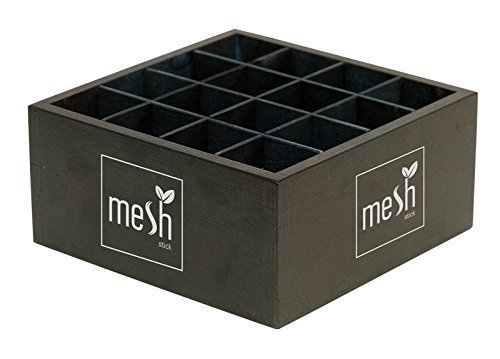 Mesh Dispenser aus hochwertigem Holz mit Gefache für ca. 48 Tee / Kaffee Sticks - Ideal für die Teeküche (ohne Inhalt) von Mesh