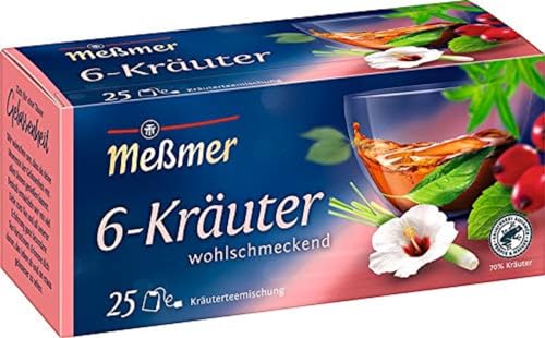 Meßmer 6-Kräuter-Mischung | 25 Teebeutel | Vegan | Glutenfrei | Laktosefrei von Meßmer