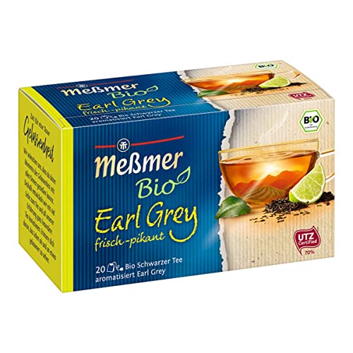 Meßmer Bio Earl Grey (aromatisiert) | frisch-pikant | 20 Teebeutel | Vegan | Glutenfrei | Laktosefrei von Meßmer