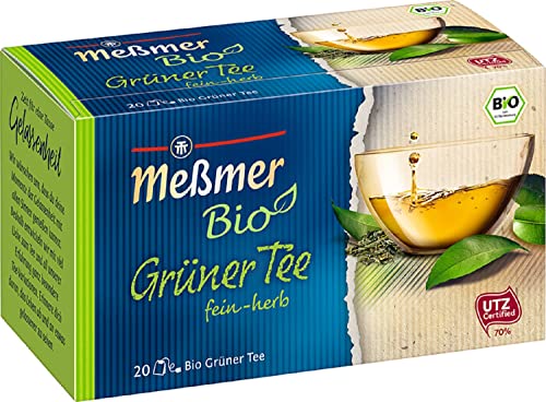 Meßmer Bio Grüner Tee | fein-herb | 20 Teebeutel | Vegan | Glutenfrei | Laktosefrei von Meßmer