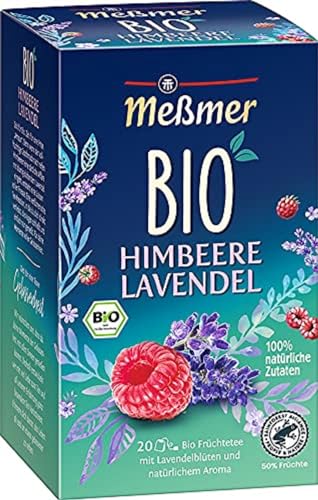 Meßmer Bio Himbeere Lavendel | Mit Lavendelblüten | 100% natürliche Zutaten | 20 Teebeutel | Vegan | Glutenfrei | Laktosefrei von Meßmer