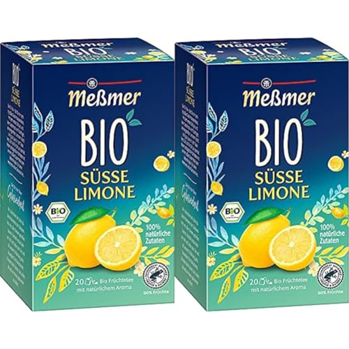 Meßmer Bio Süße Limone | 100% natürliche Zutaten | 20 Teebeutel | Vegan | Glutenfrei | Laktosefrei (Packung mit 2) von Meßmer