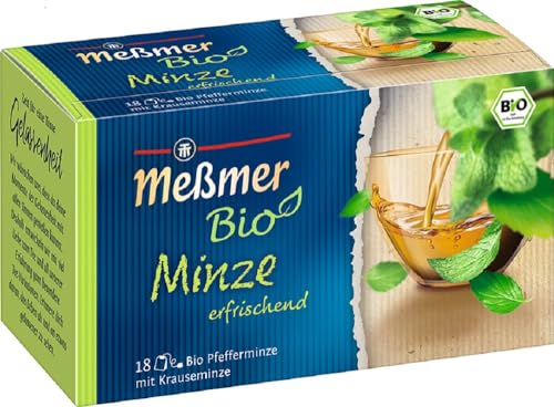 Meßmer Bio Minze | erfrischend | 18 Teebeutel | Vegan | Glutenfrei | Laktosefrei von Meßmer