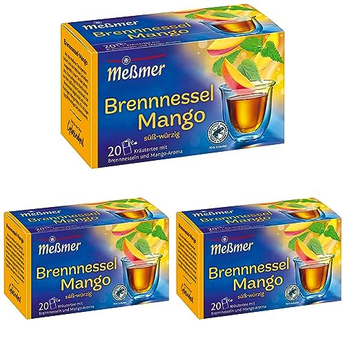 Meßmer Brennnessel-Mango | 20 Teebeutel | Vegan | Glutenfrei | Laktosefrei (Packung mit 3) von Meßmer