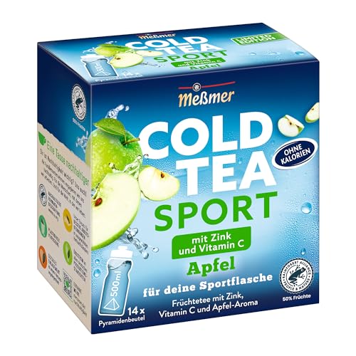 Meßmer Cold Tea Cold Tea Sport Apfel | Limited Edition | mit Zink und Vitamin C | 14 Pyramidenbeutel | Glutenfrei | Laktosefrei | Vegan von Meßmer