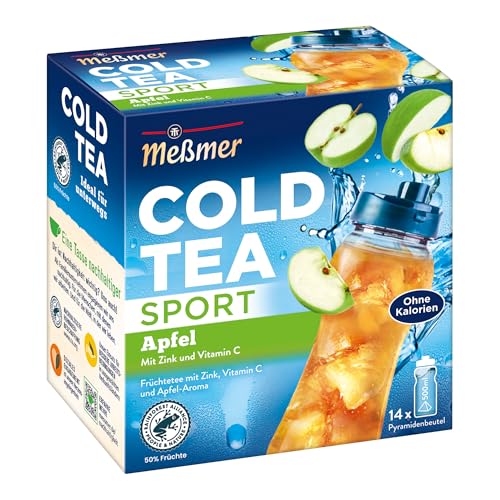 Meßmer Cold Tea Sport Apfel | mit Zink und Vitamin C | 14 Pyramidenbeutel | Glutenfrei | Laktosefrei | Vegan von Meßmer