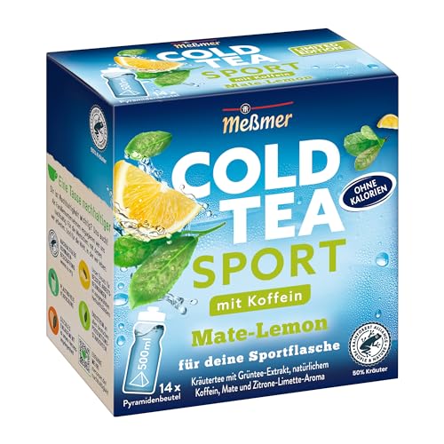Meßmer Cold Tea Cold Tea Sport Mate-Lemon | Limited Edition | mit Koffein | 14 Pyramidenbeutel | Glutenfrei | Laktosefrei | Vegan von Meßmer