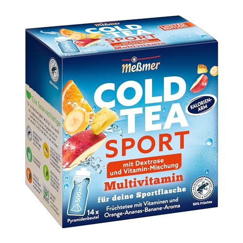 Meßmer Cold Tea Cold Tea Sport Multivitamin | Limited Edition | mit Dextrose und Vitamin-Mischung | 14 Pyramidenbeutel | Glutenfrei | Laktosefrei | Vegan von Meßmer