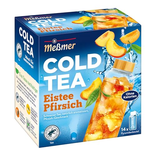 Meßmer Cold Tea Eistee Pfirsich | Für die Wasserflasche | ohne Zucker | ohne Kalorien | Alternative zu zuckerhaltigen Getränken wie Limonade oder Saft | 14 Pyramidenbeutel von Meßmer