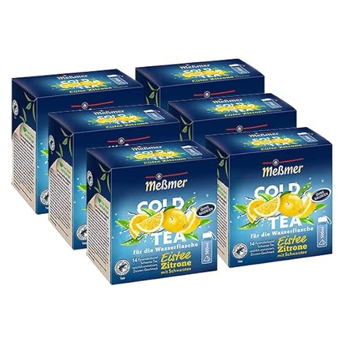 Me?mer Cold Tea Eistee Zitrone 6er Pack | Sommertee | Kaltaufguss | 6 x 14 Pyramidenbeutel von Meßmer