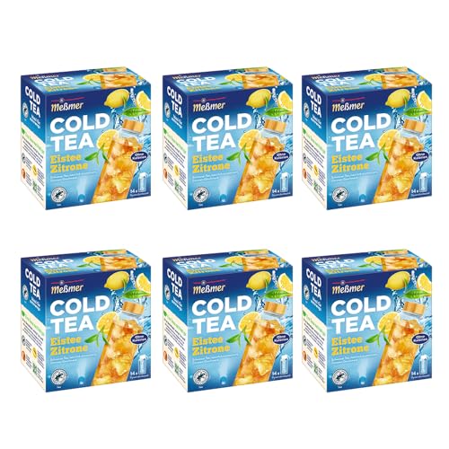 Meßmer Cold Tea Eistee Zitrone | 6x14 Pyramidenbeutel Vorteilspaket | Für die Wasserflasche | ohne Zucker | ohne Kalorien | Alternative zu zuckerhaltigen Getränken wie Limonade oder Saft von Meßmer