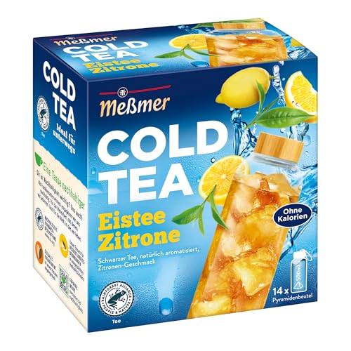 Meßmer Cold Tea Eistee Zitrone | Für die Wasserflasche | ohne Zucker | ohne Kalorien | Alternative zu zuckerhaltigen Getränken wie Limonade oder Saft | 14 Pyramidenbeutel von Meßmer