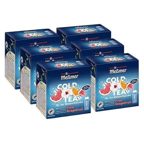 Me?mer Cold Tea Pink Grapefruit 6er Pack | Sommertee | Kaltaufguss | 6 x 14 Pyramidenbeutel von Meßmer